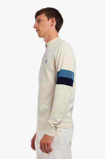 Fred Perry Funnel Neck Neulottu Jumper Miesten Neuleet Valkoinen | FI 1749OKIR